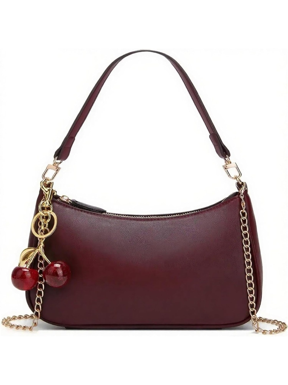 〽️ Women's Wine Red Cute Hobo Cherry Clutch Purse Straps Shoulder Bags